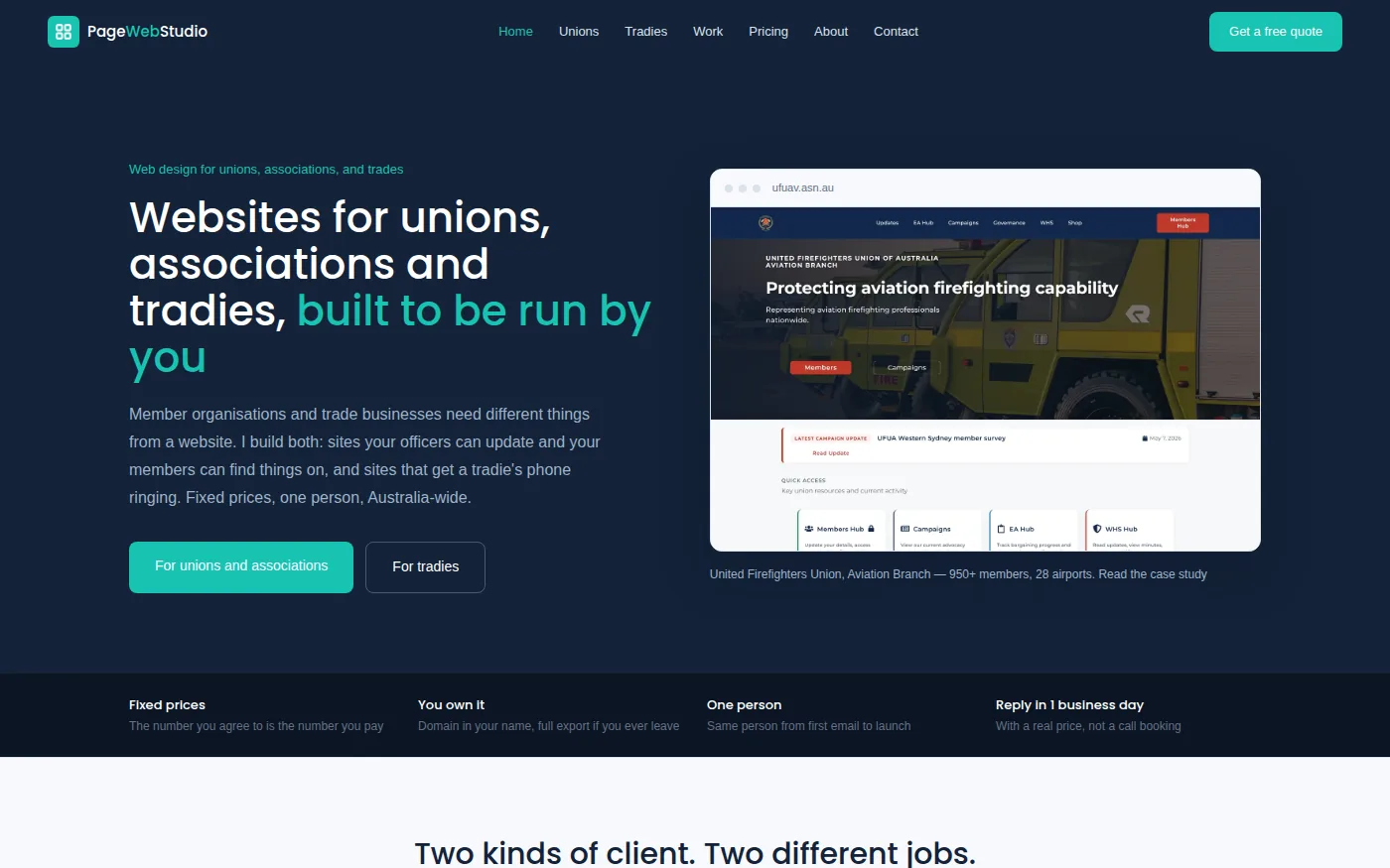 Page Web Studio homepage
