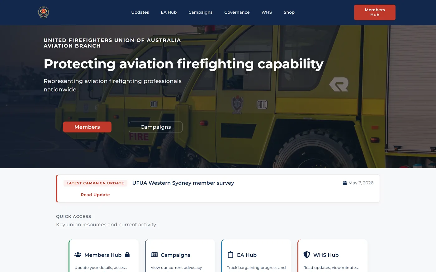 UFU Aviation Branch website homepage